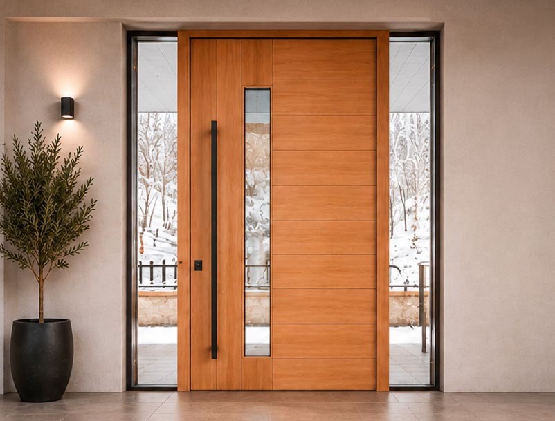 Modern Oak with Vertical Glass